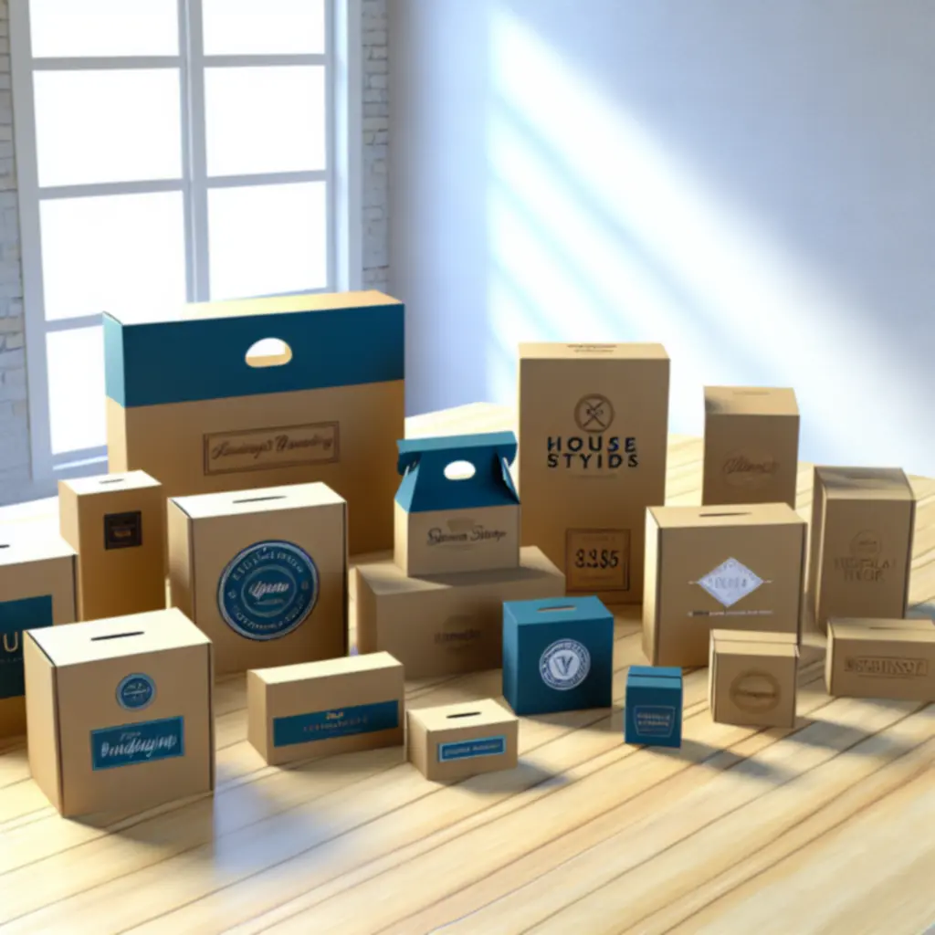 Kartonnen dozen bedrukt met bedrijfslogo's en huisstijlkleuren