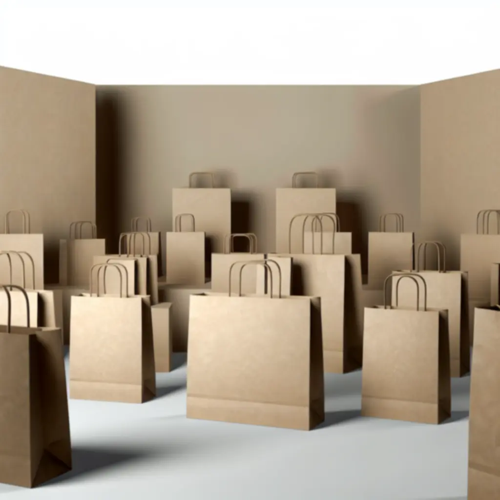 Assortiment kraft papieren zakken in verschillende formaten en kleuren